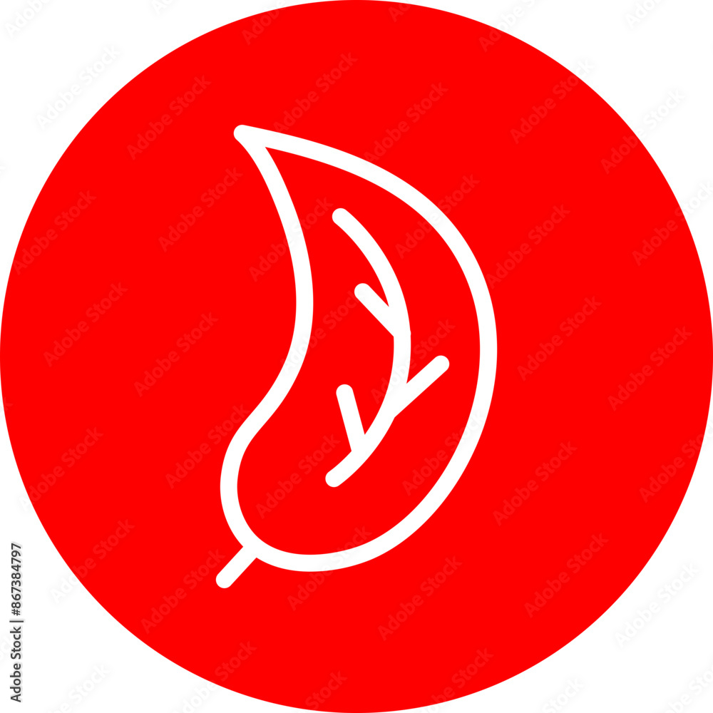 leaf Vector Line White Circle Red