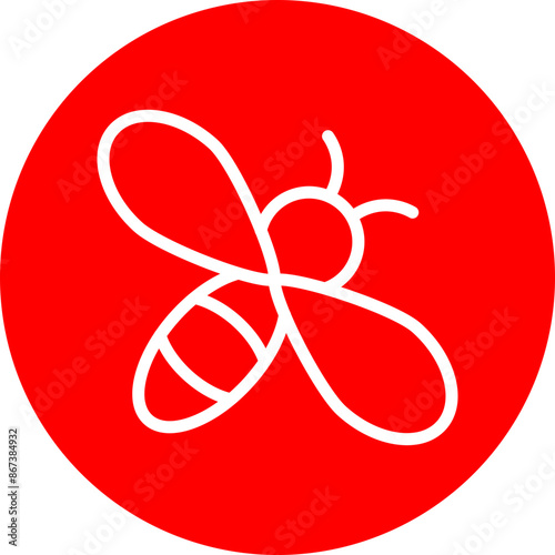 bee Vector Line White Circle Red