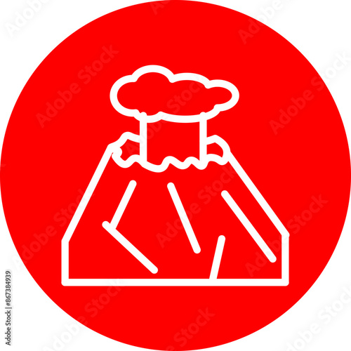 volcano Vector Line White Circle Red