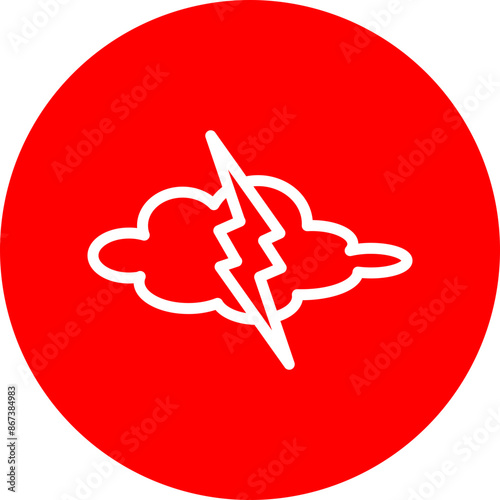lightening Vector Line White Circle Red