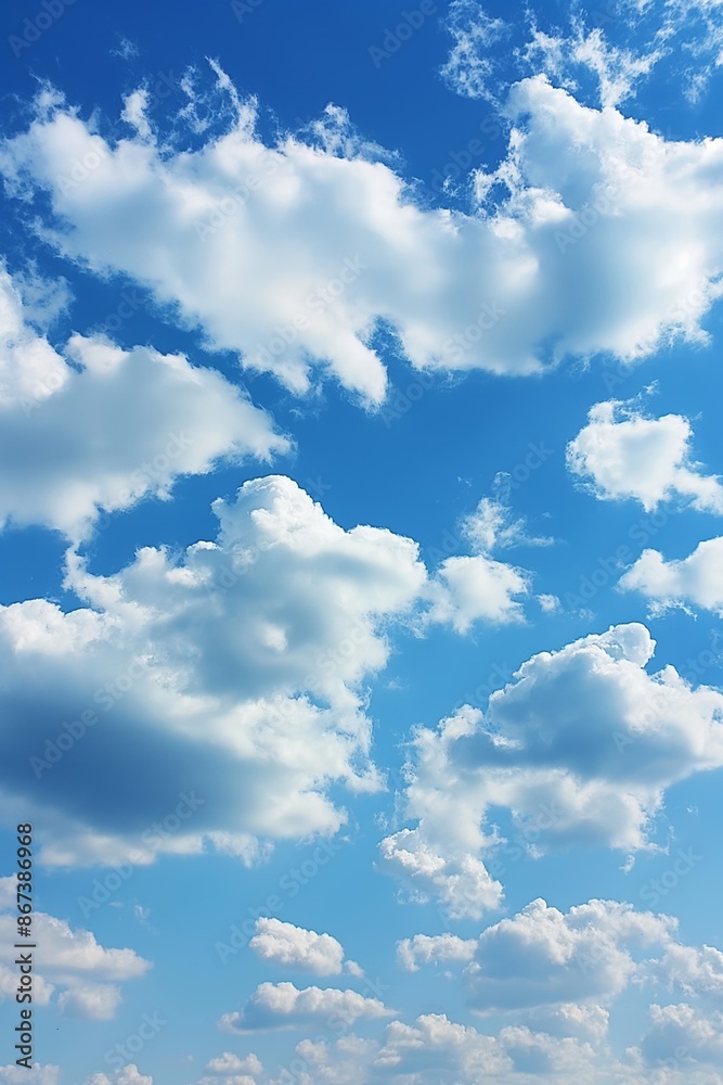 Fototapeta premium A sense of freedom under a cloudy sky in a high sunlit cloudscape, showcasing nature's beauty.