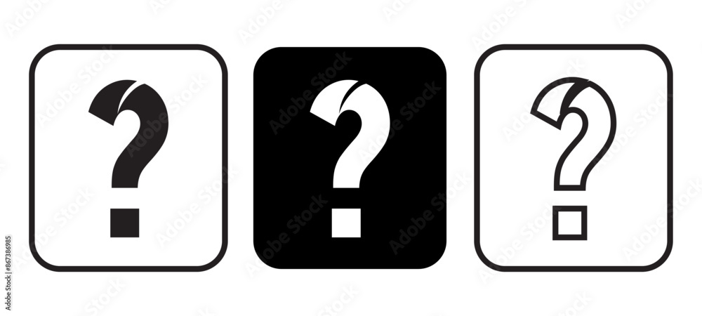 Question mark icon vector. Question mark with talk bubble speech. Chat questions icon symbol collection in line and flat style on white background. Question mark icon vector. Question mark with talk bubble speech. Chat questions icon symbol collection in line and flat style on white background.