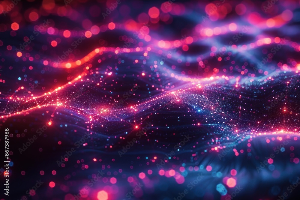 Fototapeta premium Abstract Digital Landscape with Glowing Lights