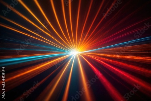 Abstract colorful spinning light beam background 