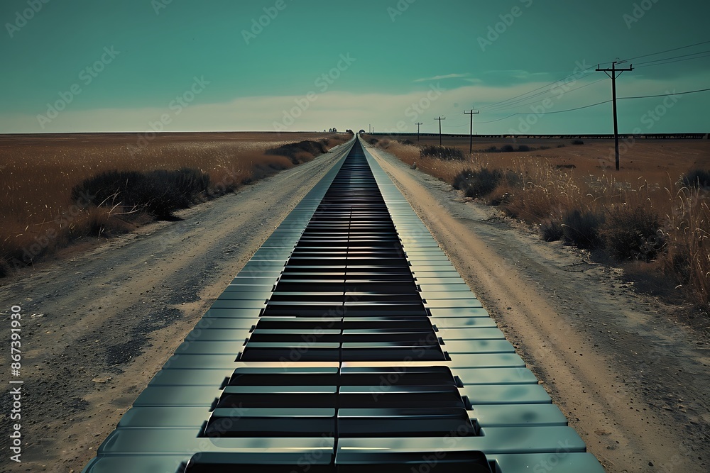 A road that appears to be a piano keyboard, with each key a step in the journey A road that appears to be a piano keyboard, with each key a step in the journey