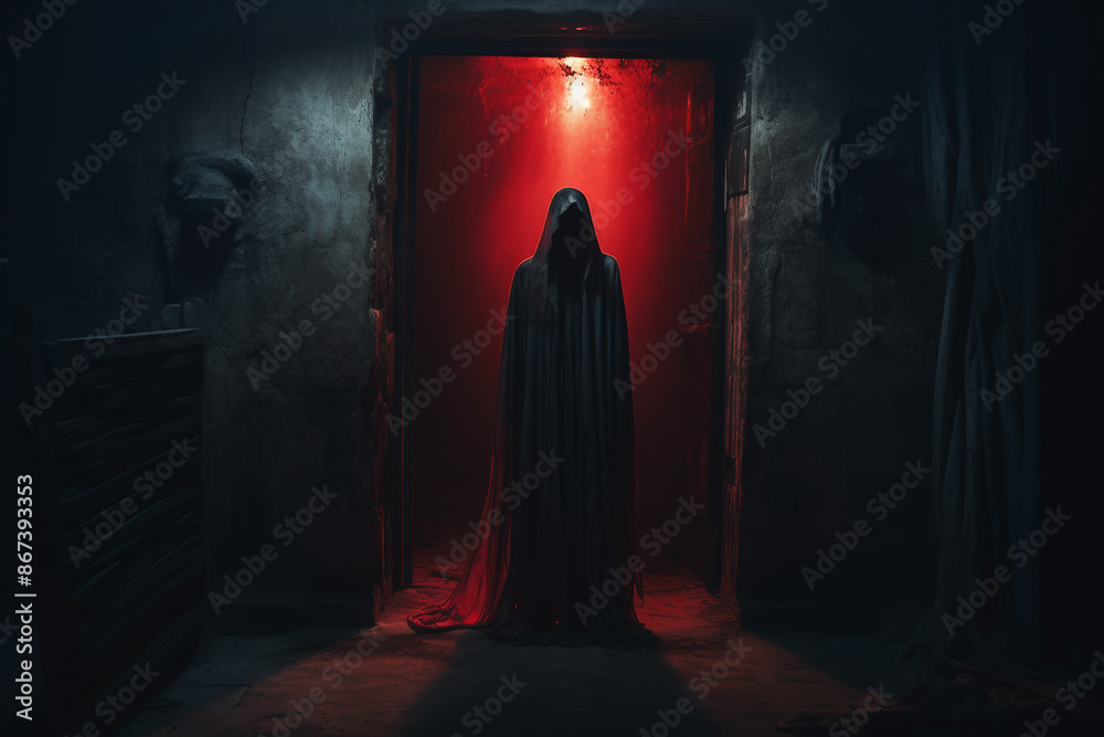 AI generated picture of creepy scary dead character ghost at the cemetery AI generated picture of creepy scary dead character ghost at the cemetery