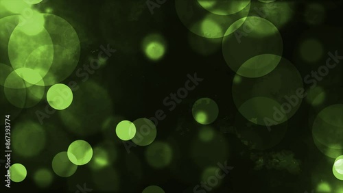 Green Bokeh Bobbles on Black Background Animation