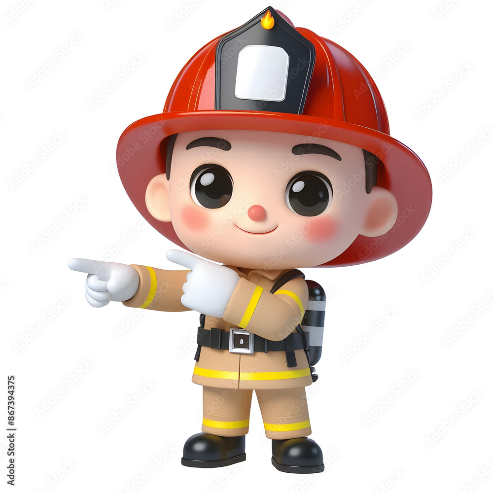 Isolated image animated background, cartoon firefighter giving hand signal, transparent background PNG Isolated image animated background, cartoon firefighter giving hand signal, transparent background PNG