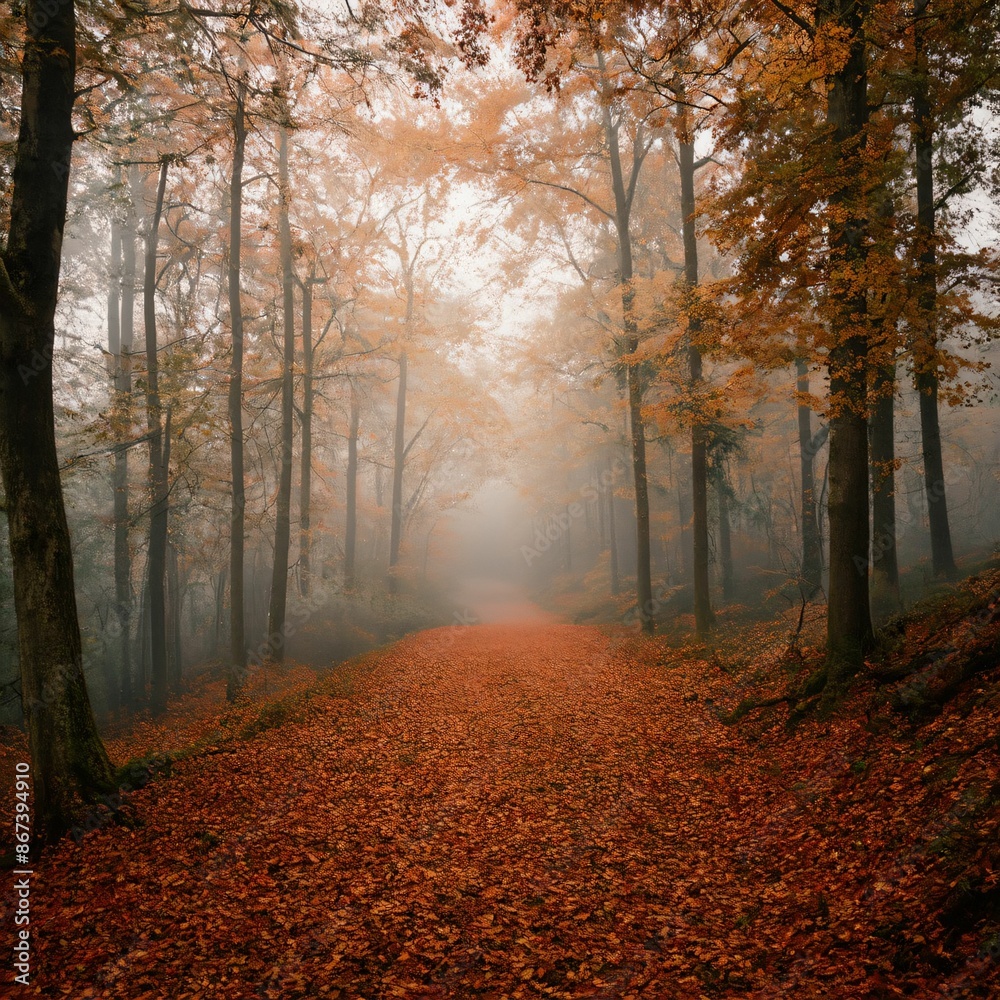 Fototapeta premium Autumn morning in the forest