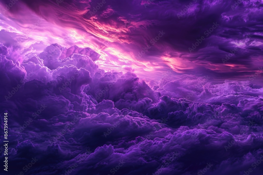 A bright purple sky with white clouds, great for travel or adventure themed images A bright purple sky with white clouds, great for travel or adventure themed images
