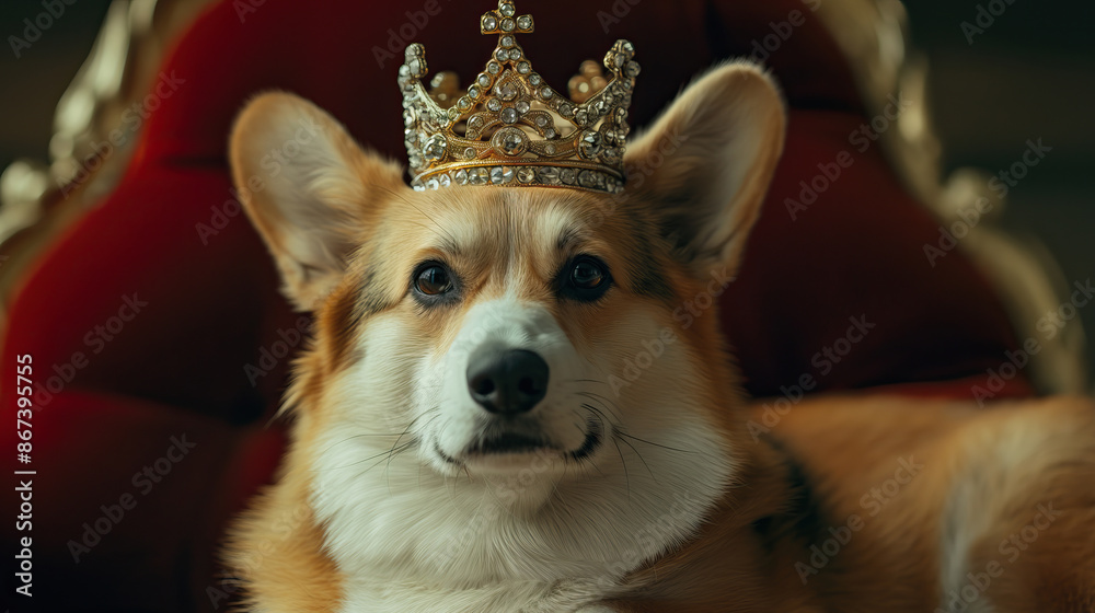 pembroke welsh corgi dog with elegant golden crown pembroke welsh corgi dog with elegant golden crown