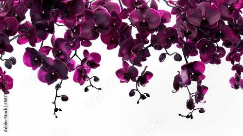 Stunning purple orchids captured against a white background photo