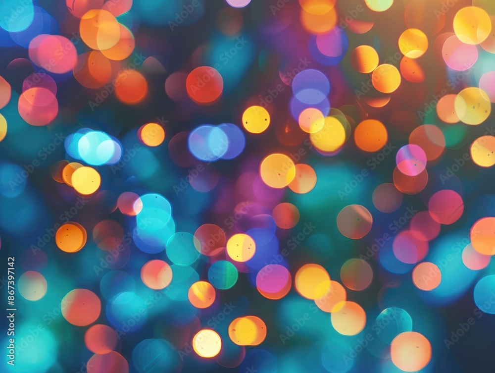 Fototapeta premium Blurred bokeh of colorful Christmas lights for festive holiday background