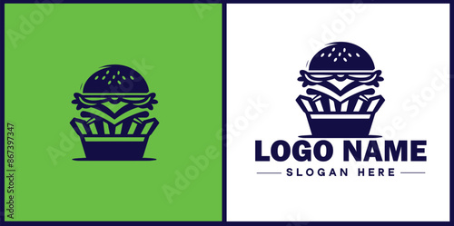 Fast food icon Quick-service food Junk food Takeout flat logo sign symbol editable vector
