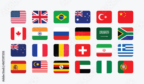 Giant Flag Collection. Set of World Country National Flag. 
