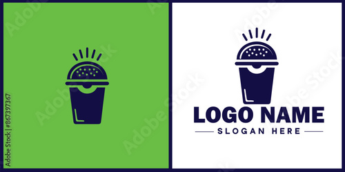 Fast food icon Quick-service food Junk food Takeout flat logo sign symbol editable vector