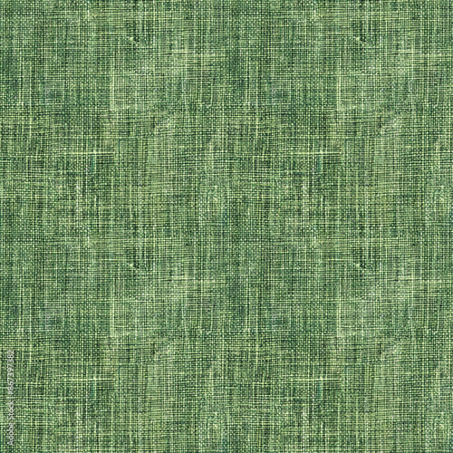 Seamless pattern with green linen fabric texture. Green fabric texture of natural cotton or linen textile material.