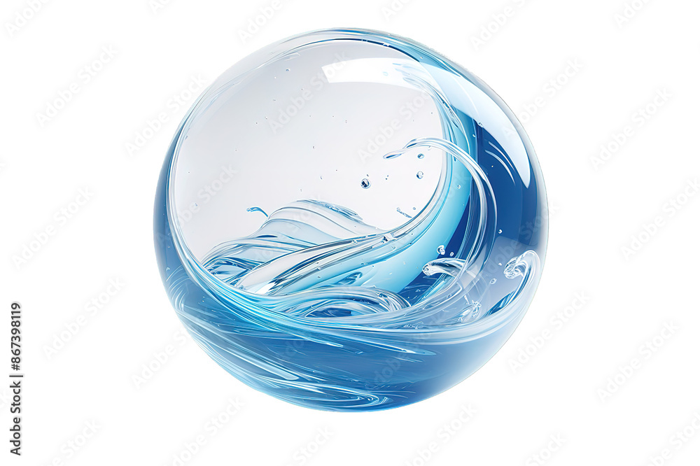 Water simulation liquid splash in sphere isolated on transparent background, 3d illustration. Water simulation liquid splash in sphere isolated on transparent background, 3d illustration.