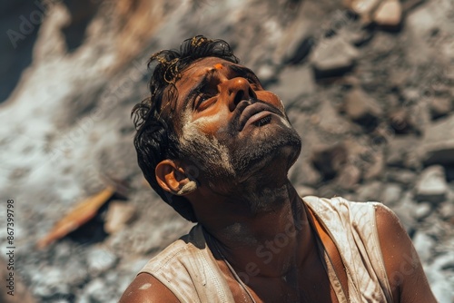 indian man work hot day photo