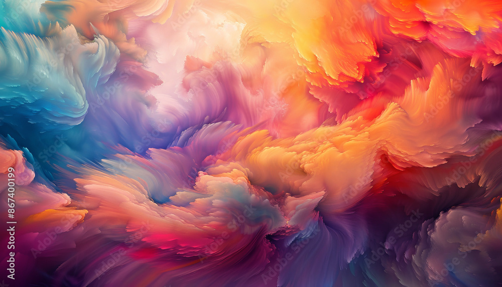 Fototapeta premium Kaleidoscopic visuals form a fantastical scenery that immerses you in a dreamlike realm, filled with vibrant colors and mesmerizing patterns.