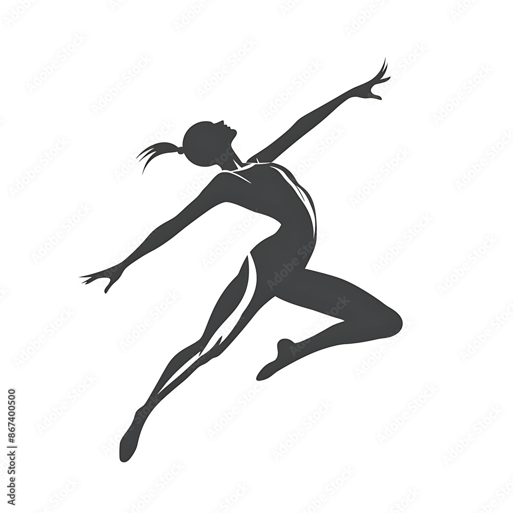 Elegant Ballerina Silhouette in Mid-Jump Elegant Ballerina Silhouette in Mid-Jump