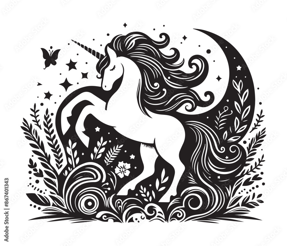 Obraz premium unicorn vector svg animal Graphic resources black color design