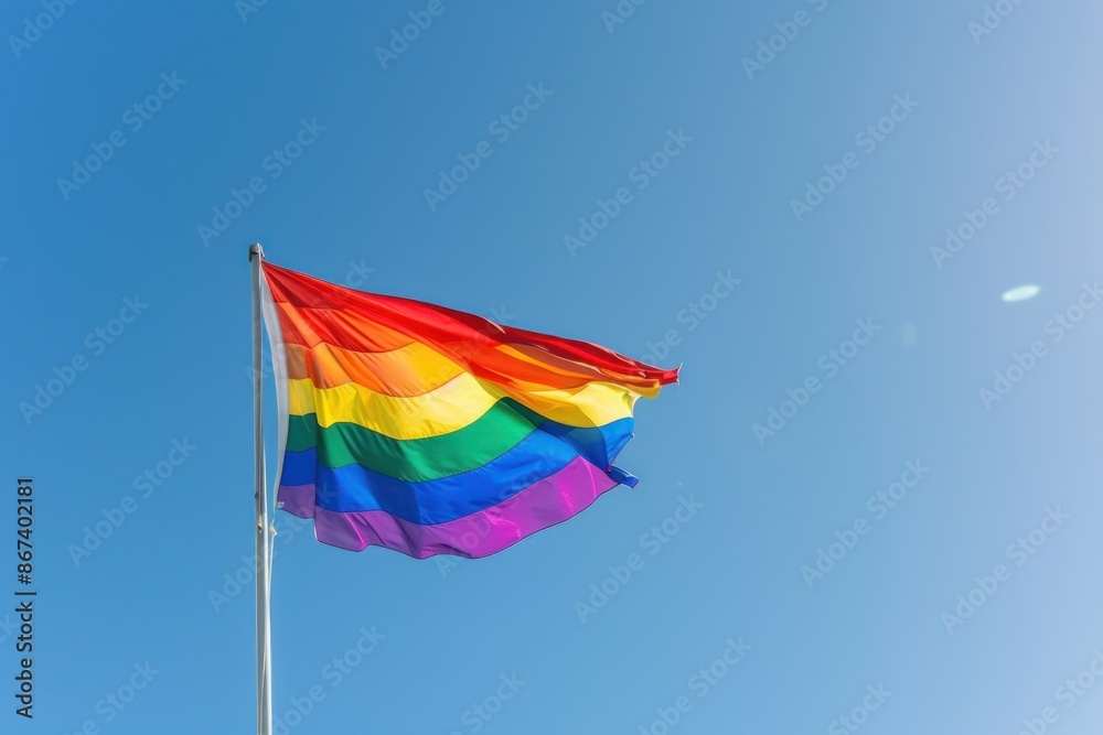 Waving Rainbow Flag Under Bright Sun: Symbol of Love, Diversity, and Equality Generative ai Waving Rainbow Flag Under Bright Sun: Symbol of Love, Diversity, and Equality Generative ai