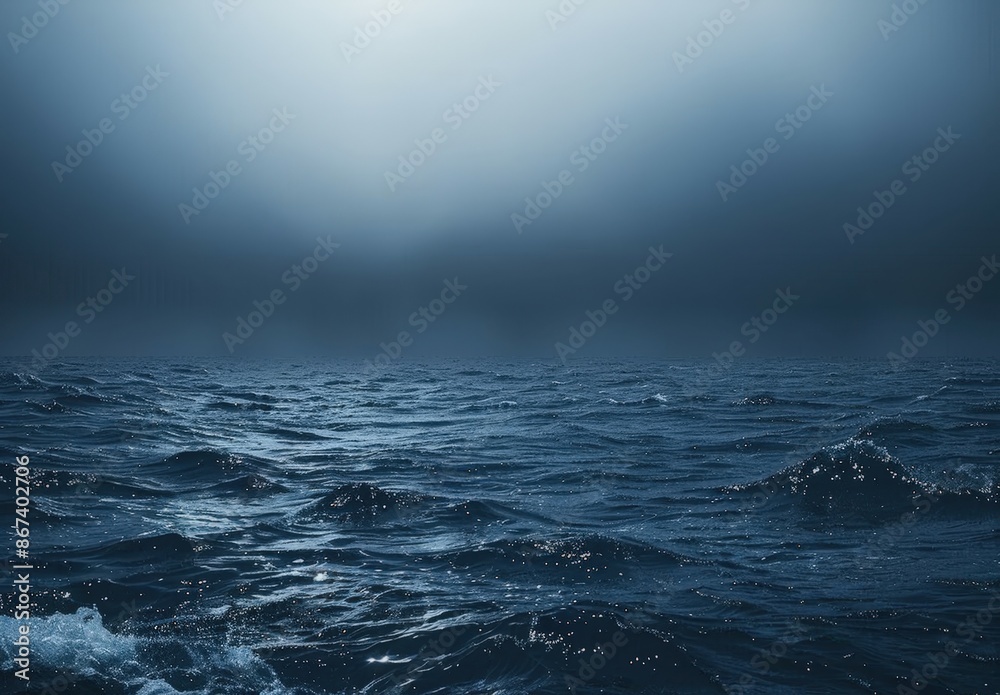 Fototapeta premium Mysterious Oceanic Scene with Stormy Sky and Dark Waters