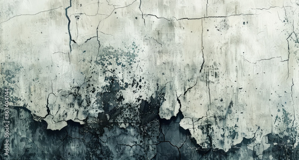 Obraz premium Worn Textured Wall Art, Abstract Urban Mosaic, Gray Scraped Paint Effect, Wall Decor for Contemporary Spaces