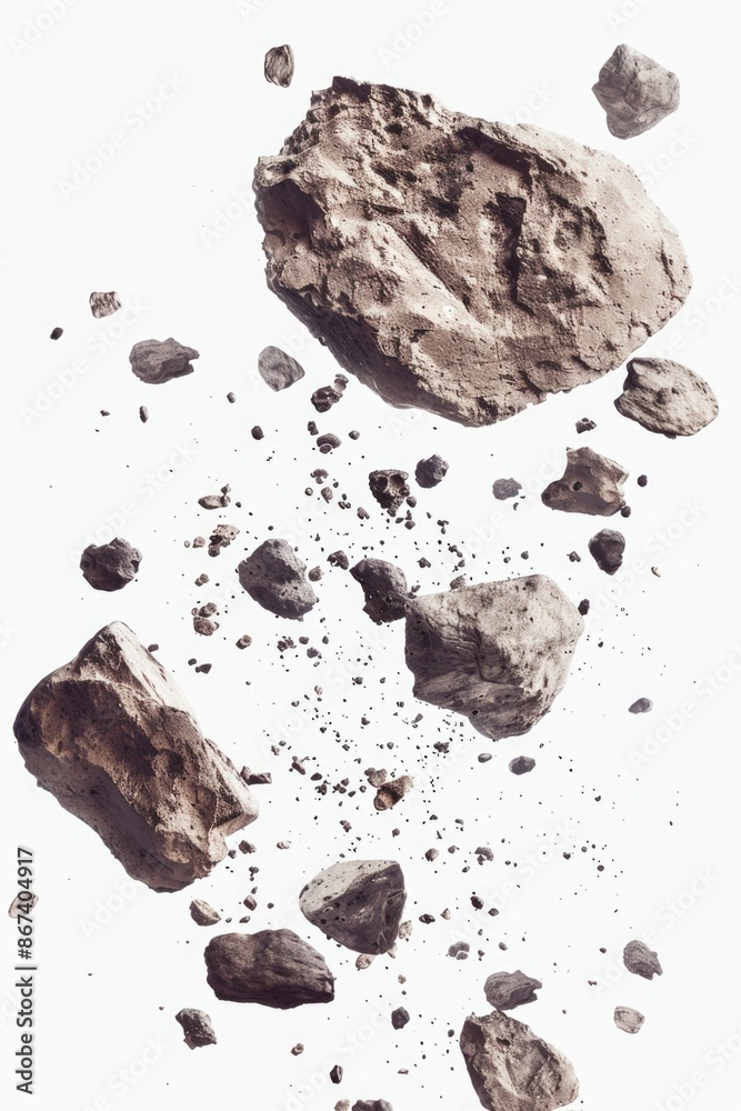 A close-up shot of a textured surface covered in rocks and gravel, suitable for use as a background or texture