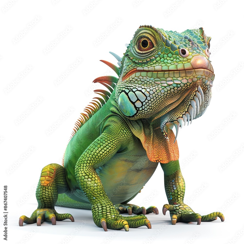 Obraz premium Iguana 3D cartoon isolated whitebackground 