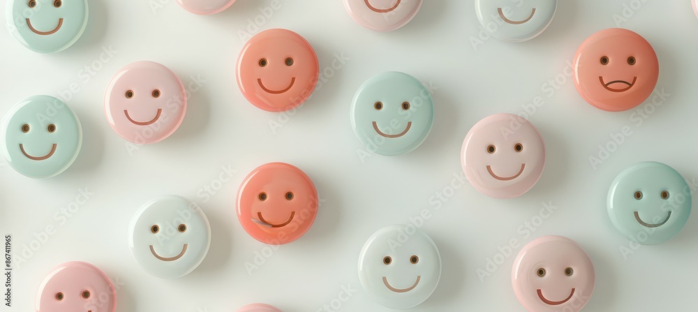 Bright and Colorful Emotional Reaction Buttons on a White Background Bright and Colorful Emotional Reaction Buttons on a White Background