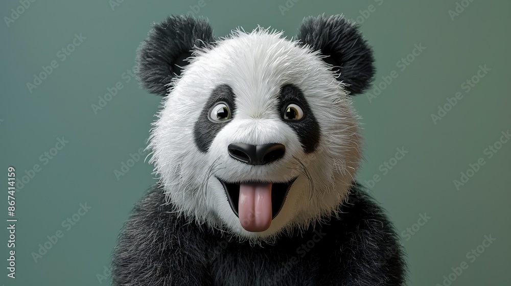 Cheeky panda sticking out its tongue and making a funny face, photo 3d Cheeky panda sticking out its tongue and making a funny face, photo 3d