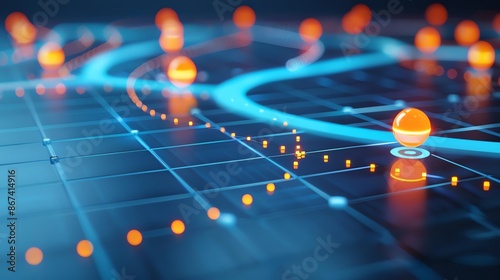 Customer Journey A glowing path with various touchpoints seminar