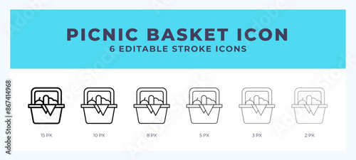Picnic basket icon illustration vector with editable stroke.
