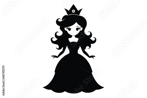 Black silhouettes of princess isolate C.eps