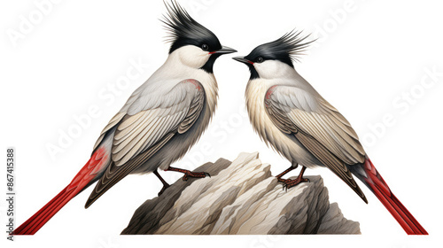 a couple of Inca terns (Larosterna inca) seen from the side, generative ai photo