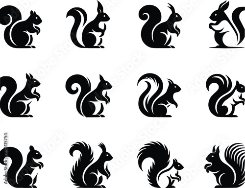 squirrel silhouettes set illustration vector