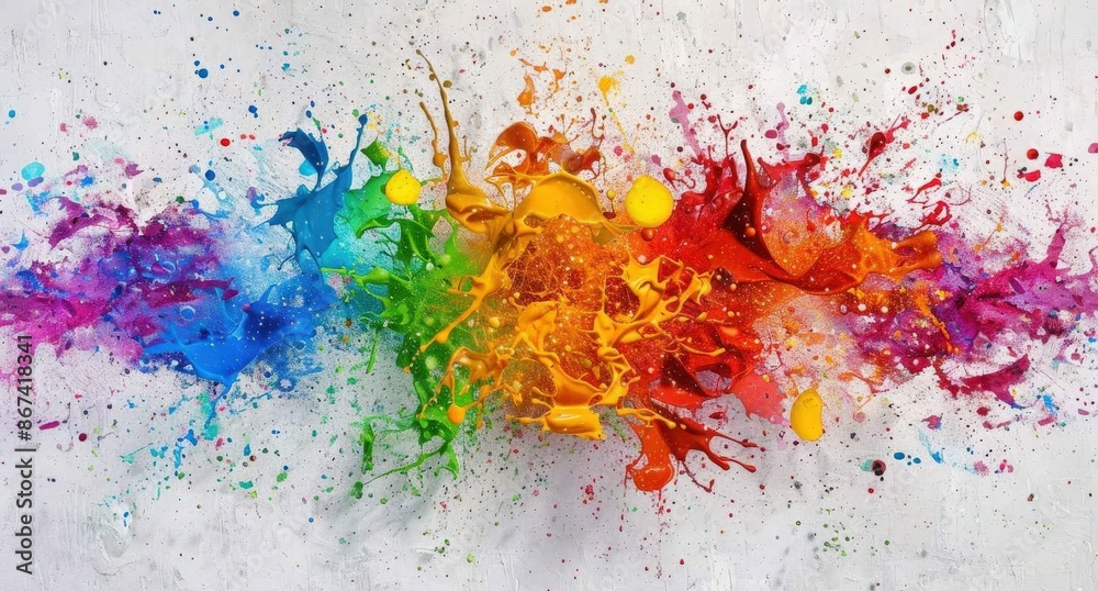 Fototapeta premium Vibrant Color Splash Art on White Background