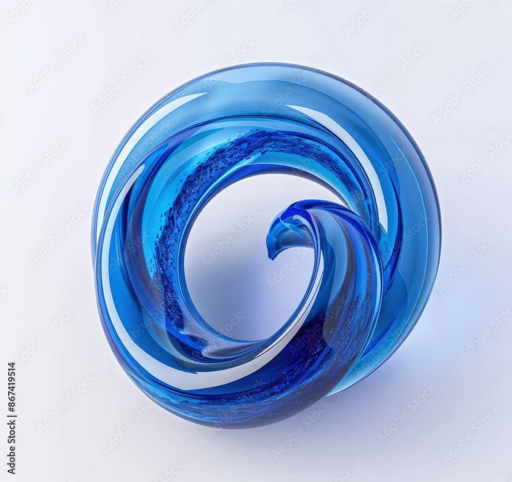 Stylish Glass Art Swirl Design Abstract Sculpture Blue Hue Stylish Glass Art Swirl Design Abstract Sculpture Blue Hue