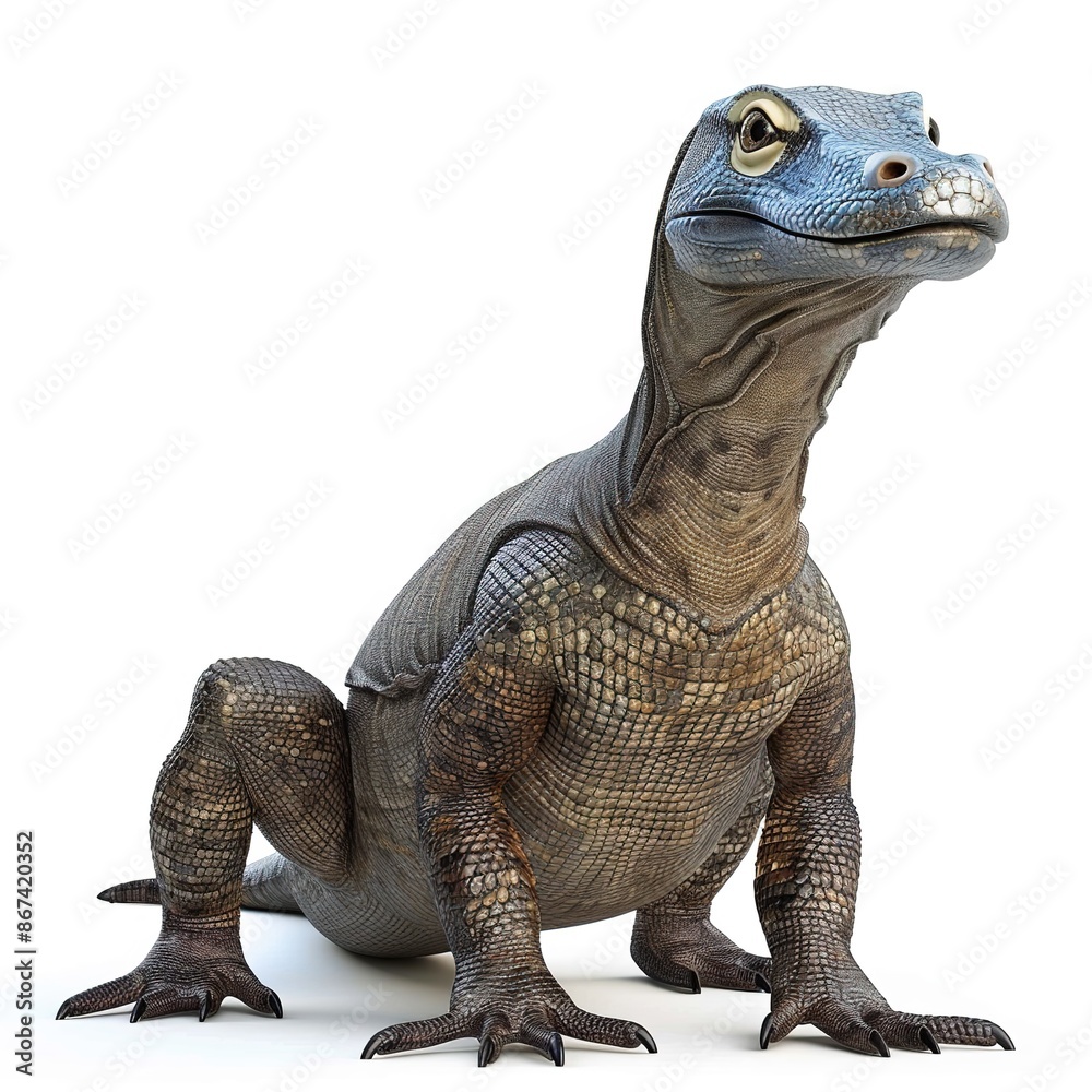Obraz premium Komodo Dragon 3D cartoon isolated whitebackground 