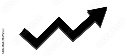 Flat icon of Growth graph vector. Business chart. Financial rise up. Increase profit. Economic graphic growth arrow rising. Chart i icon in black and white background.