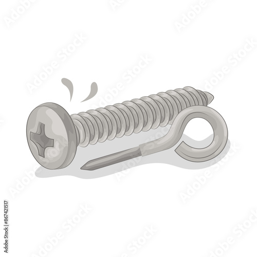 Illustration of screw and screwdriver 