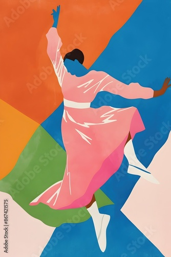 Dancer in Abstract Colorful Poster Style photo