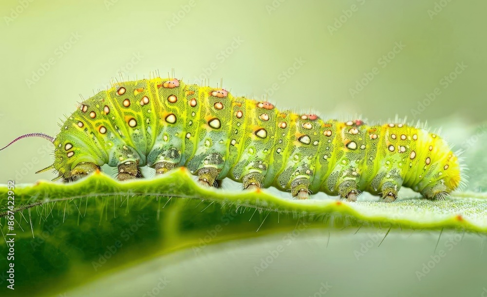 Vivid Butterfly with Bright Patterns Resting on Green Leaf Vivid Butterfly with Bright Patterns Resting on Green Leaf