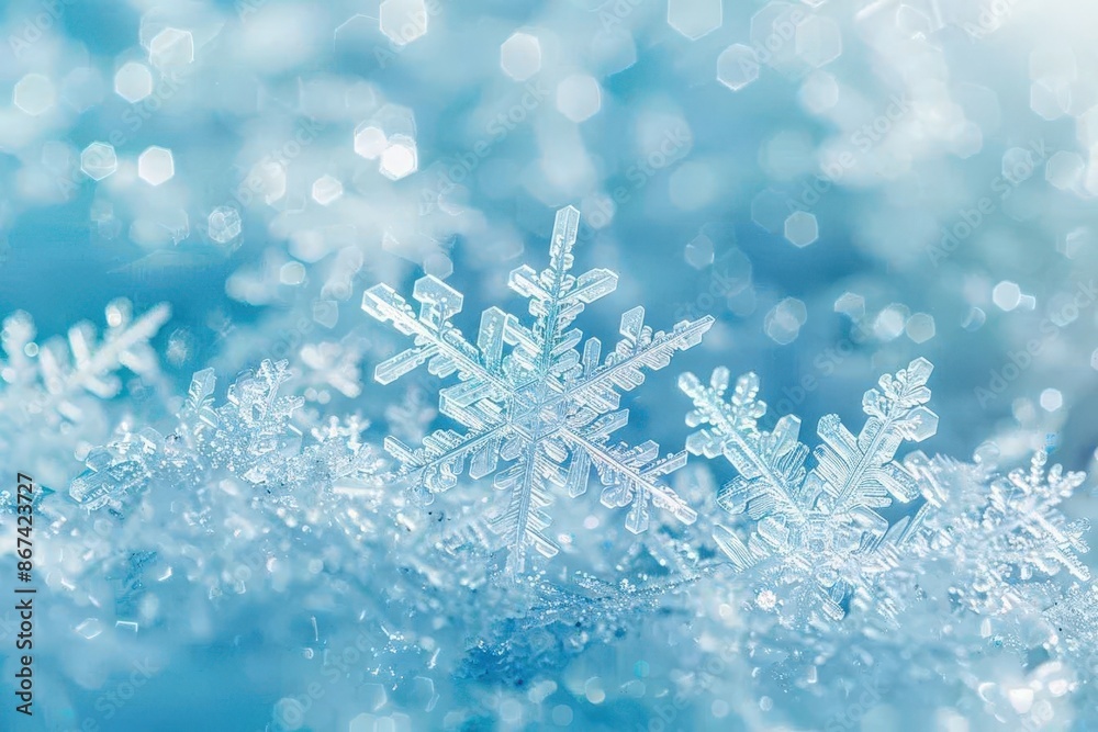 Vivid Blue Crystal Snowfall Blurred Background High Resolution Vivid Blue Crystal Snowfall Blurred Background High Resolution