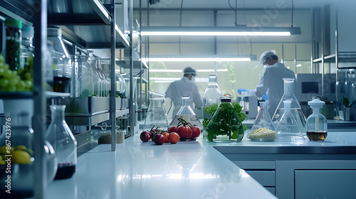 Innovative Lab Exploring the Future of Functional Foods: Scientists Analyzing Healthy Ingredients photo