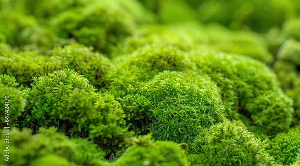 Vibrant Moss Field: Close-up View of Green Plantation Vibrant Moss Field: Close-up View of Green Plantation