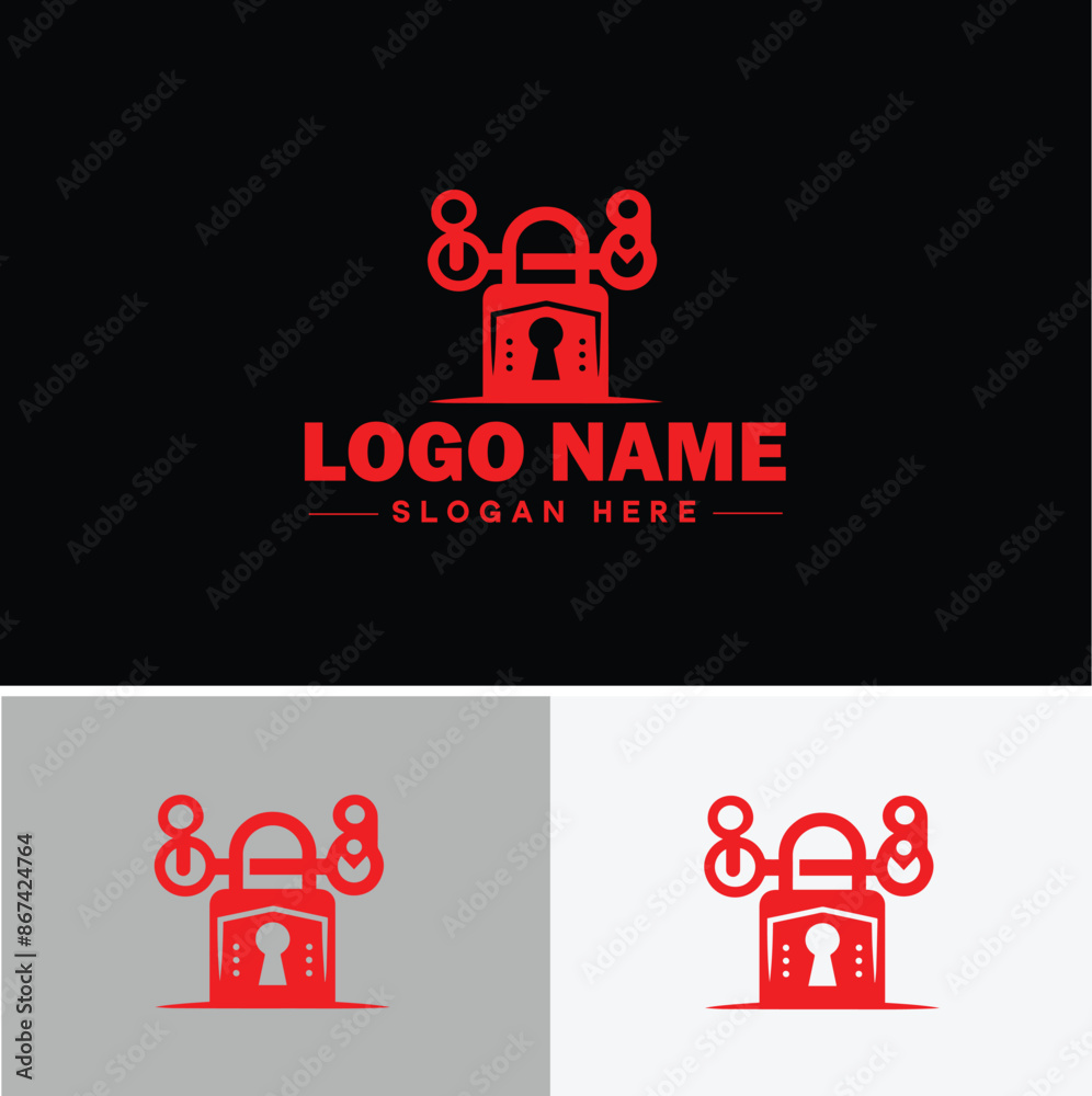 Naklejka premium lock and key icon Padlock Bolt Deadbolt flat logo sign symbol editable vector