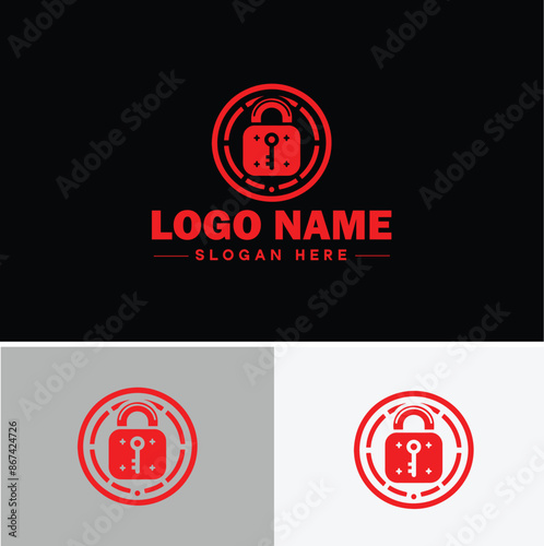 lock and key icon Padlock Bolt Deadbolt flat logo sign symbol editable vector